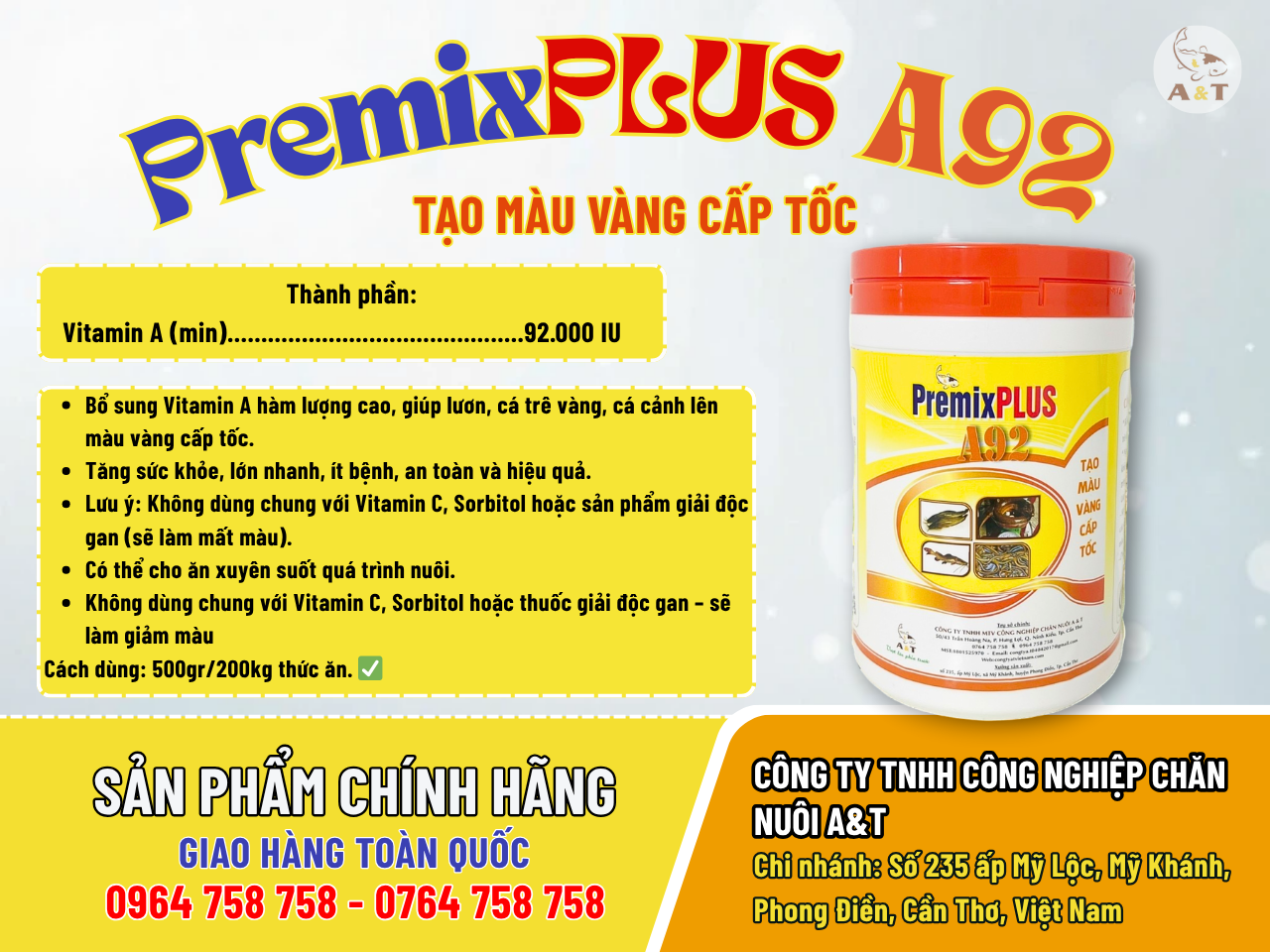 PremixPLUS A92 Tạo màu vàng cấp tốc